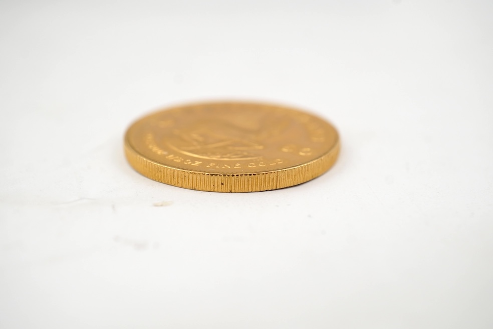 Gold coins, South Africa, gold Half Krugerrand, 1980, about UNC.